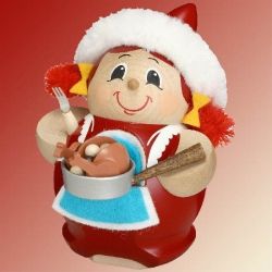 Kugelr�ucherfigur Frau Nikolaus mit Gans