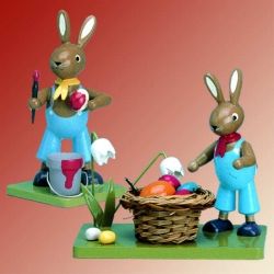 Hase Maler und Hase mit Osternest