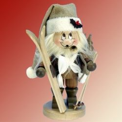 R�ucherm�nnchen Wichtel Weihnachtsmann mit Ski