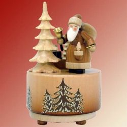 Spieldose Weihnachtsmann natur