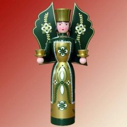 Lichterfigur Engel gr�n-gold, gro�