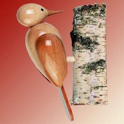 Holzfigur Specht natur