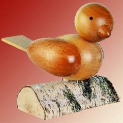 Holzfigur Sperling natur