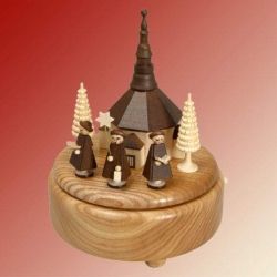 Spieldose Seiffener Kirche/Kurrende, natur - neue Serie