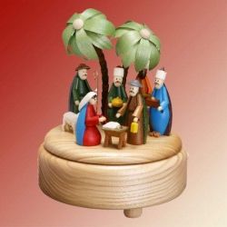 Spieldose Christi Geburt mittel, bunte Figuren