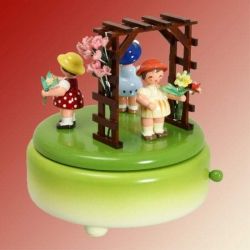 Spieldose Blumenkinder, gr�n
