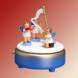 Spieldose 3 Engel und Harfe, bunt