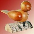 Holzfigur Sperling natur