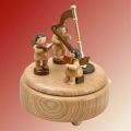 Spieldose 3 Engel und Harfe, natur
