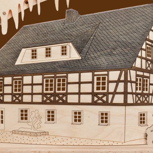 SAICO 3D Schwibbogen Fachwerkhaus farbig abgesetzt