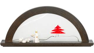 LED Schwibbogen Eiche - Farbton Mooreiche mit Glas - Tanne rot von KWO