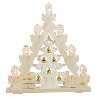 SAICO 3D Lichterspitze Weihnachtsbaum goldene Kugeln- Erzgebirge