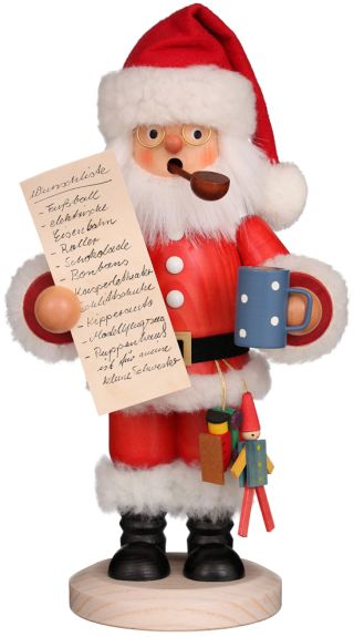Räuchermännchen Weihnachtsmann mit Wunschzettel