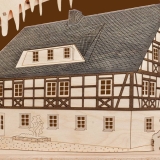 SAICO 3D Schwibbogen Fachwerkhaus farbig abgesetzt